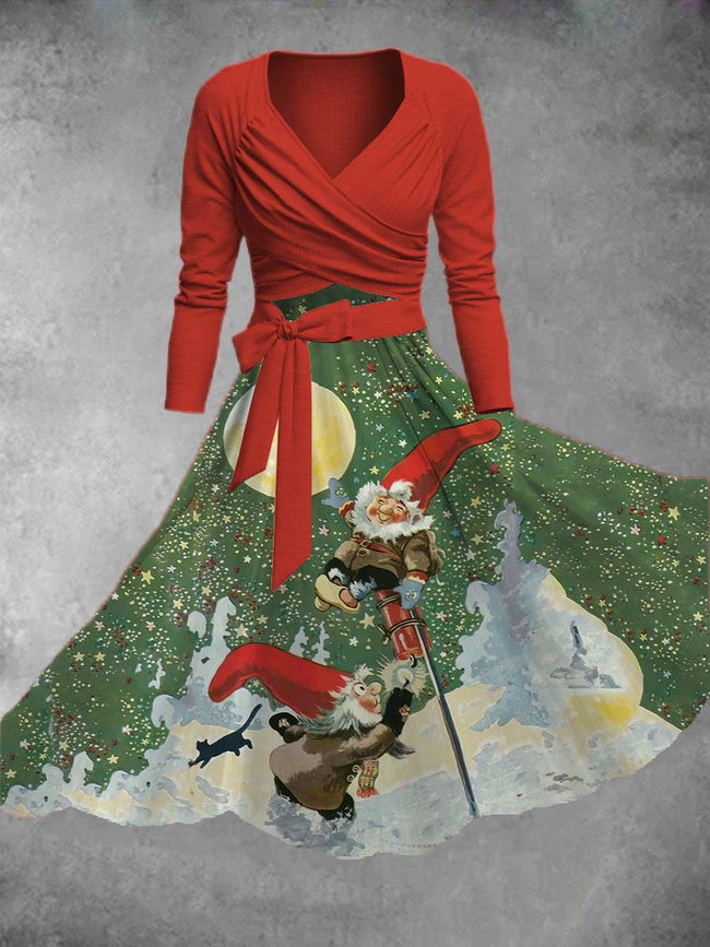 Women's Christmas Print Two-Piece Dress