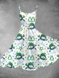 Women's Christmas Snowman Print Two-Piece Dress