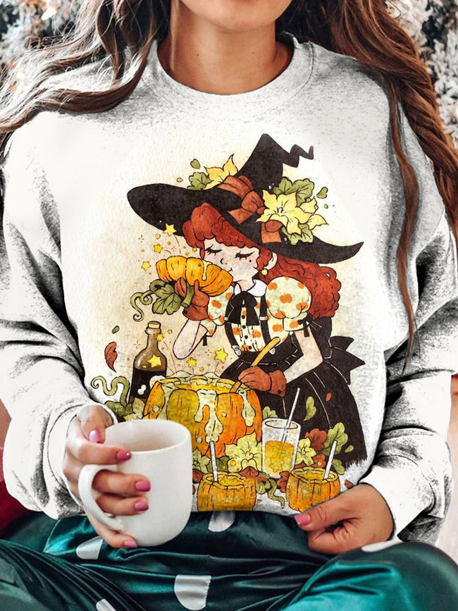 Halloween Girl Crew Neck Long Sleeve Top