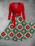 Women's Christmas Print Two-Piece Dress