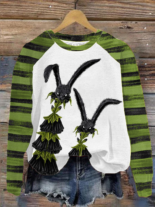 Women's Halloween WitcH Rabbit Crew Neck Sweatshirt