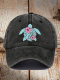 Unisex Maui Lahaina Hibiscus Turtle Print Hat