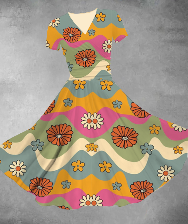 Women's Floral Print V-neck Casual Maxi Dress
