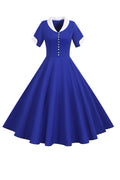 V Neck 1950s Swing Dress