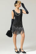 Black 1920s Sequined Flapper Dress