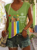 V-neck Retro Hippie Imagine All The People Living Life In Peace Print Tank Top