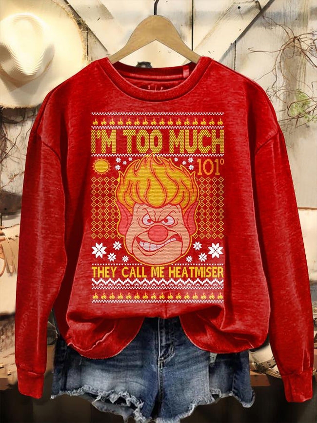 Vintage Christmas Miser Print Casual Casual Sweatshirt