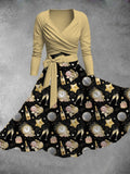 Women's Vintage New Years Print Two-Piece Dress