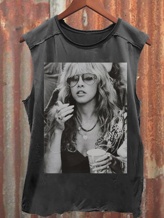 Unisex Vintage Music Fan Graphic Print Tank Top