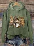 Vintage Christmas Snowman Print Hoodie