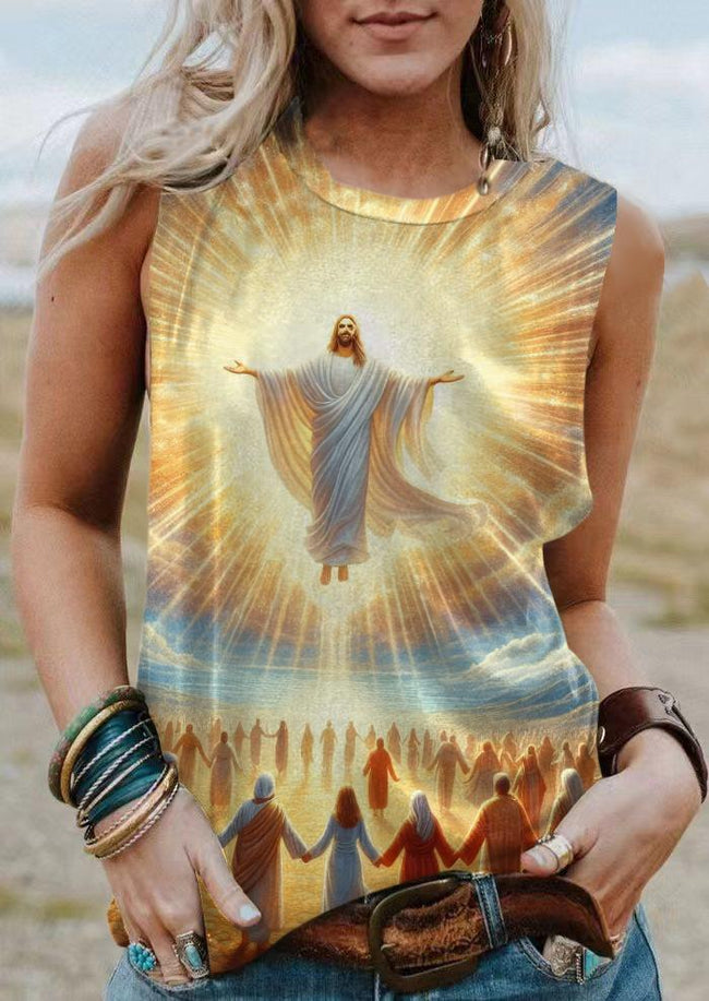 Vintage Jesus God Print Tank Top