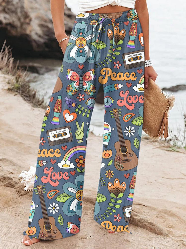 Women's Retro Hippie Style Printed Casual Pants