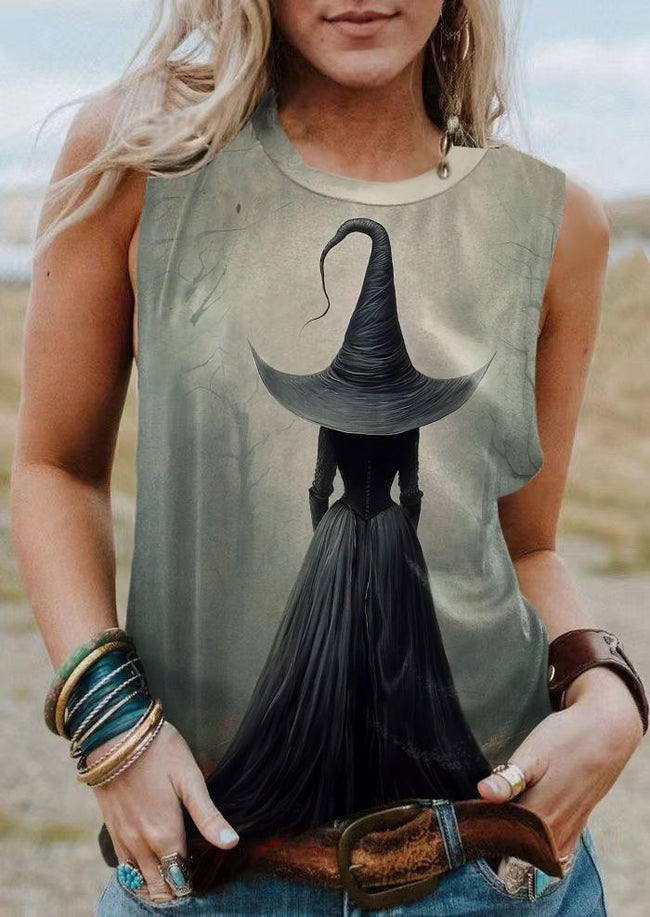 Vintage Witch Print Tank Top