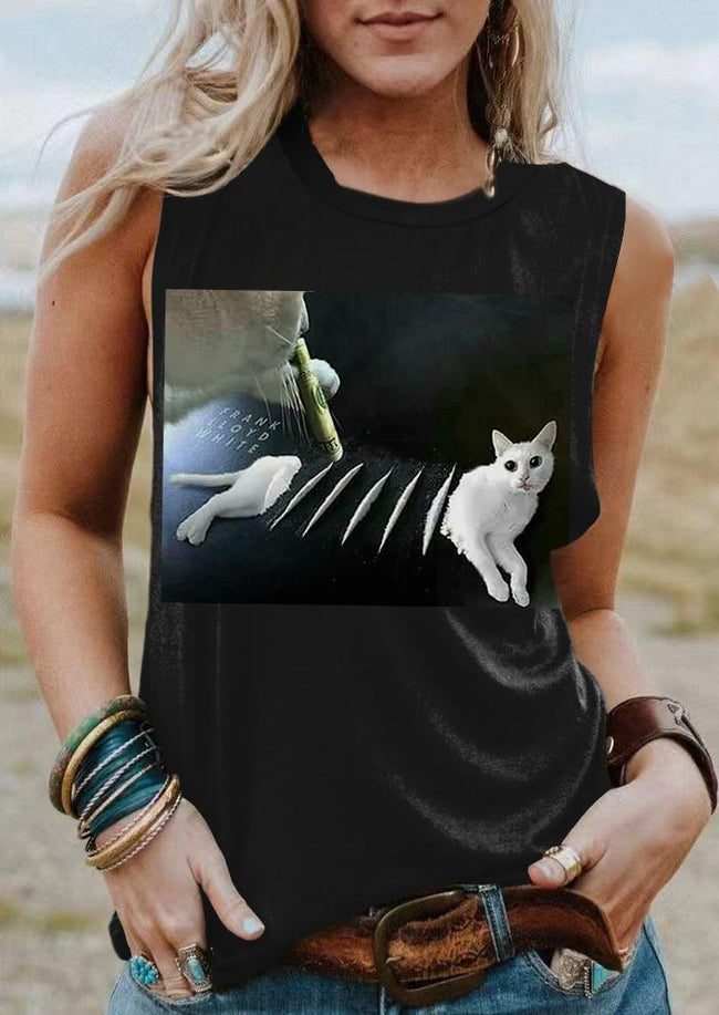 Cat Sugar Print Tank Top