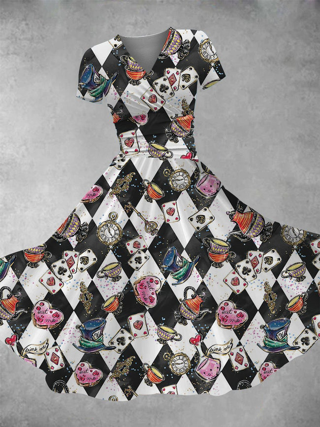 Women's Vintage Wonderland Print Maxi Dress