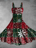 Vintage Christmas Snowflake Art Print Two-Piece Backless Dress