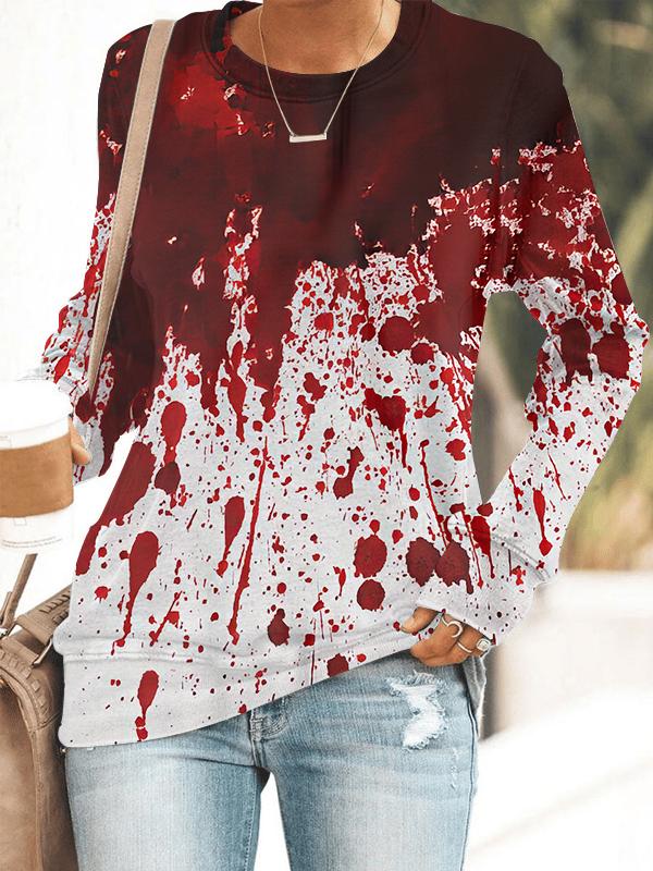 Halloween Blood Print Long Sleeve Sweatshirt