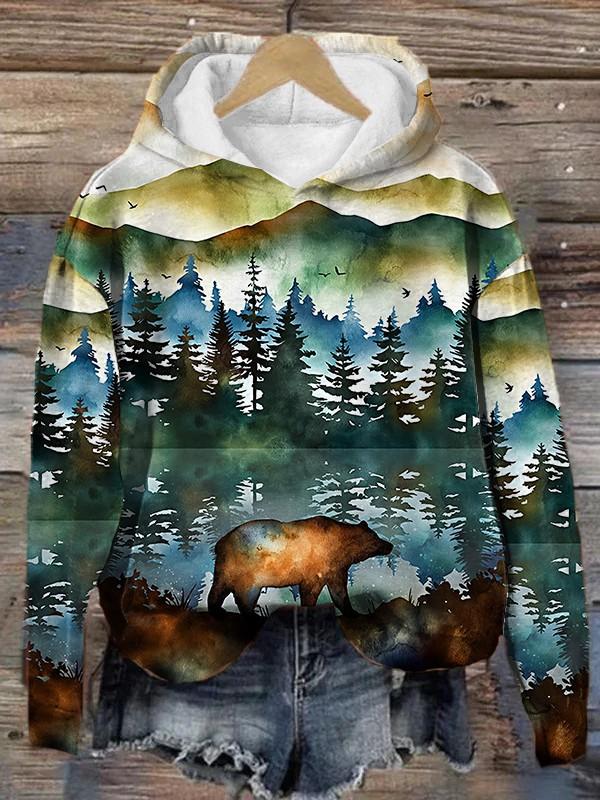 Wilderness Bear Print Hoodie