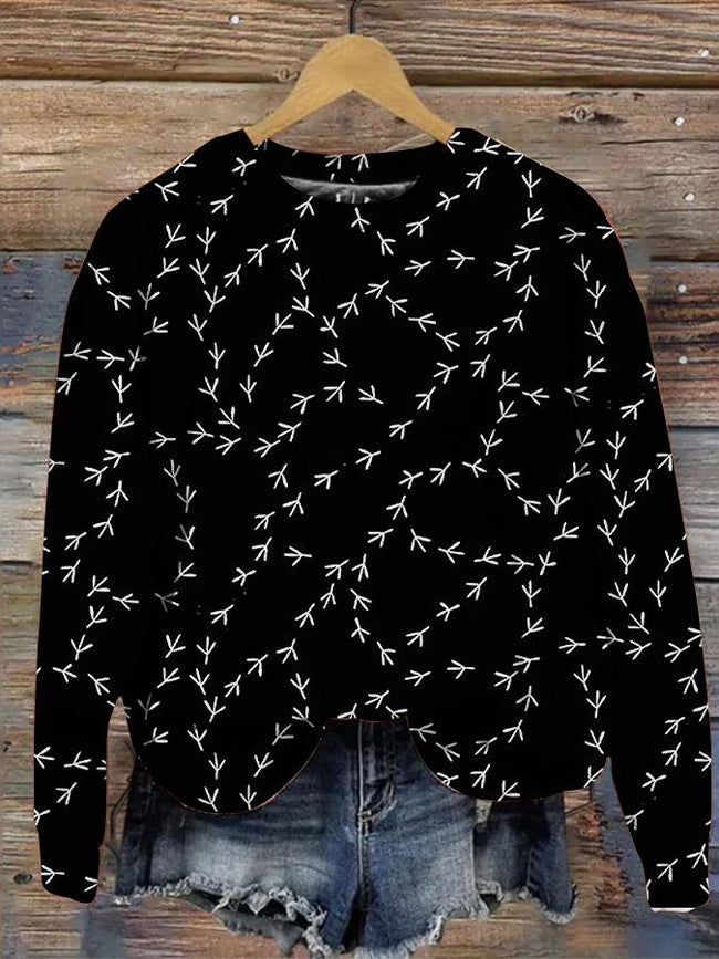 Vintage Chicken Feet Print Sweatshirt