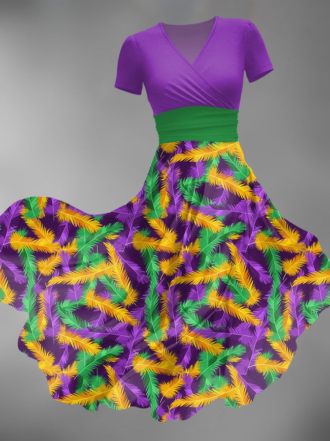 Women's Vintage Mardi Gras Print Maxi Dress
