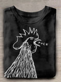 Chicken Fuc Print Crew Neck T-shirt