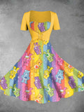 Vintage 1980s Rainbow Girl Print Two-Piece Dress