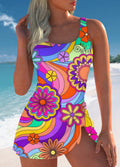 Women’s Vintage Hippie Print One Piece Swimdress