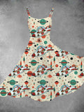 Women's Vintage Christmas Print Two-Piece Dress