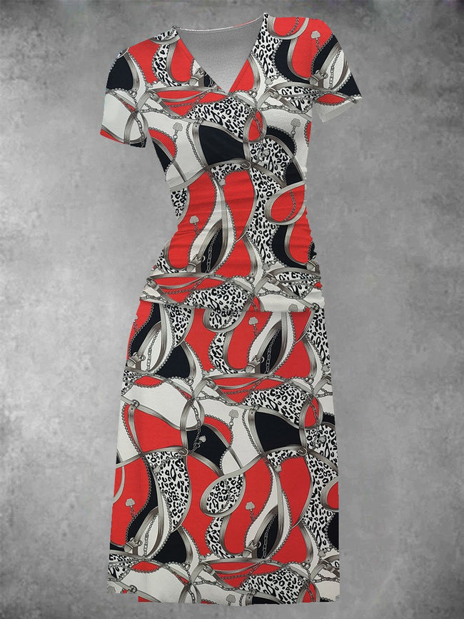 Women's Baroque Leopard Print Two-Piece Midi Dress