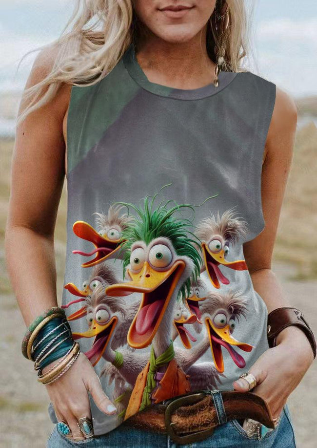 Vintage Wicking Funny Duck Print Tank Top