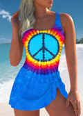 Women’s Hippie Tie Dye Print One Piece Swimdress
