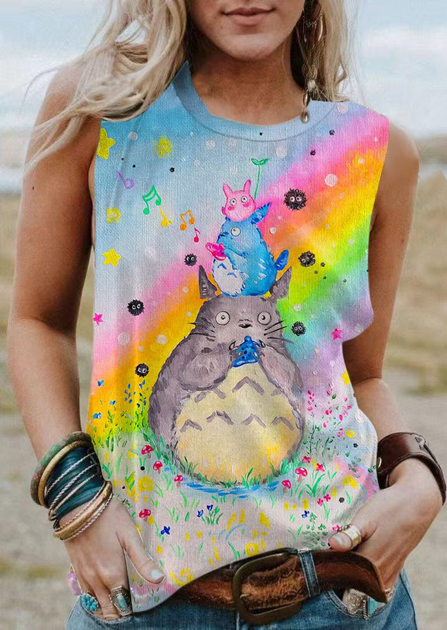 Vintage Cute Cartoon Print Tank Top