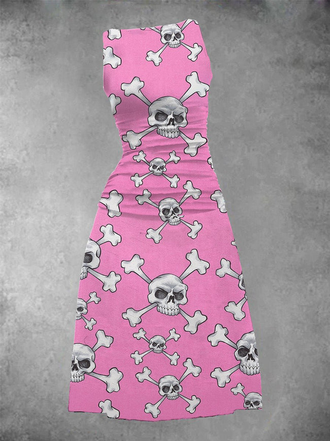 Women's Vintage Skull And Bones Maxi Dress