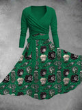 Women's Vintage Wizard Houndstooth Print Two-Piece Dress