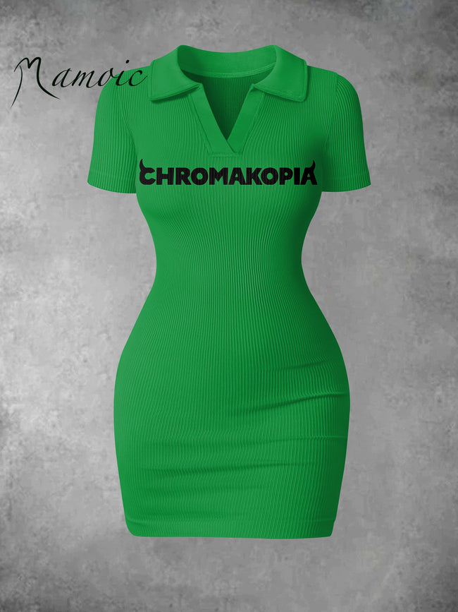 Women's Vintage Chromakopia Print Ribbed Bodycon Mini Dress