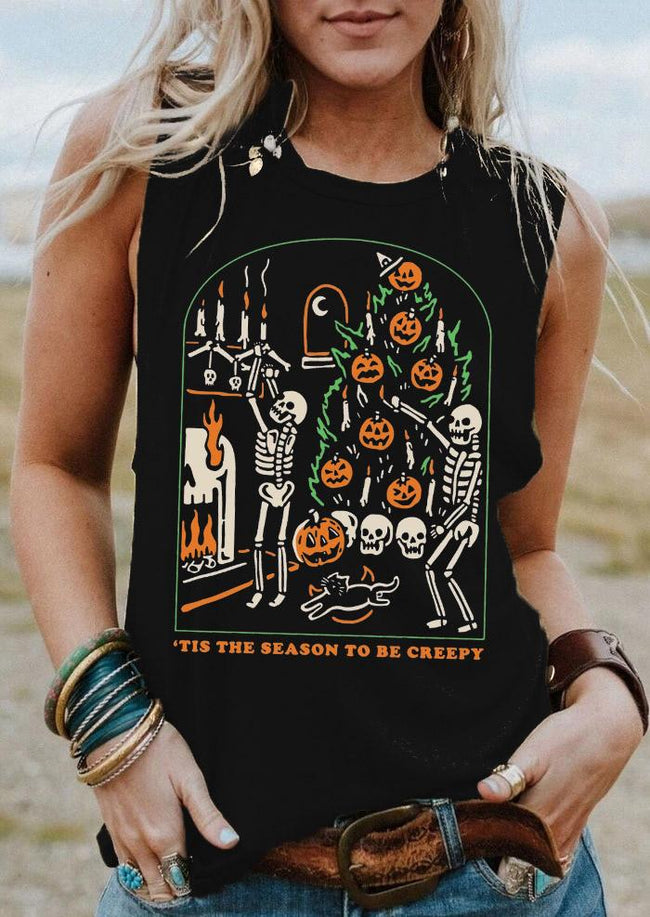 Vintage Halloween Tis The Season To Be Creepy Tank Top