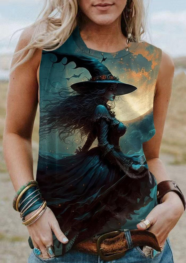 Halloween Witch Print Tank Top