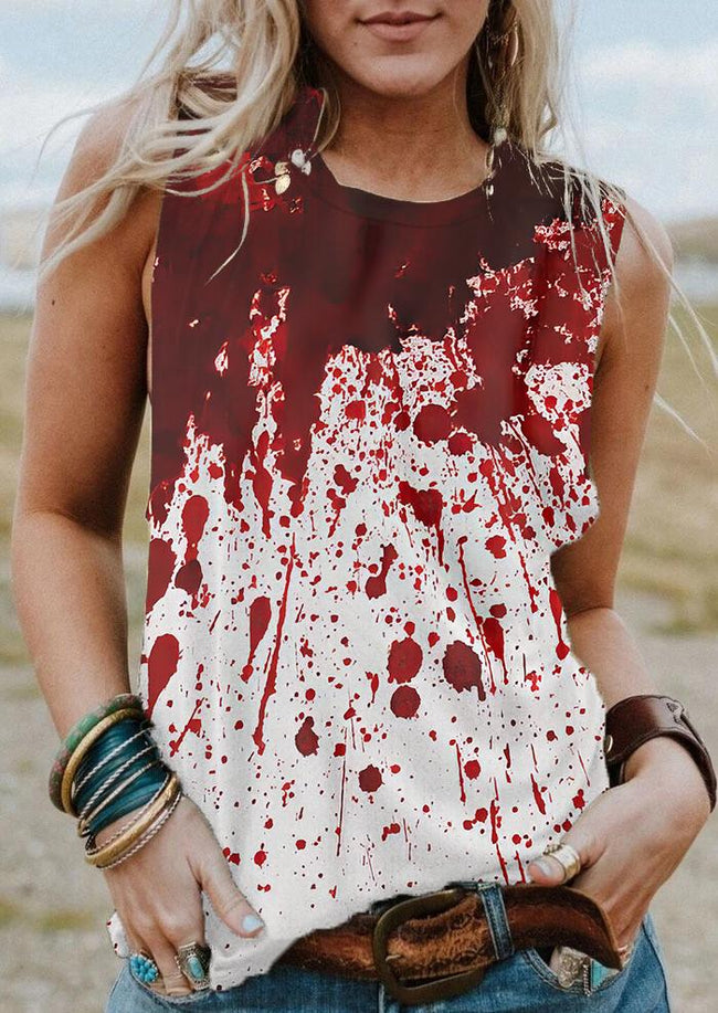 Halloween Blood Retro Print Tank Top