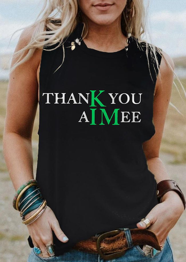 thanK you aIMee Retro Print Tank Top