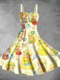 Vintage 1980s Lemon Meringue Print Backless Dress