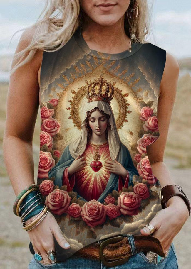 Vintage Saint of the Rose Print Tank Top