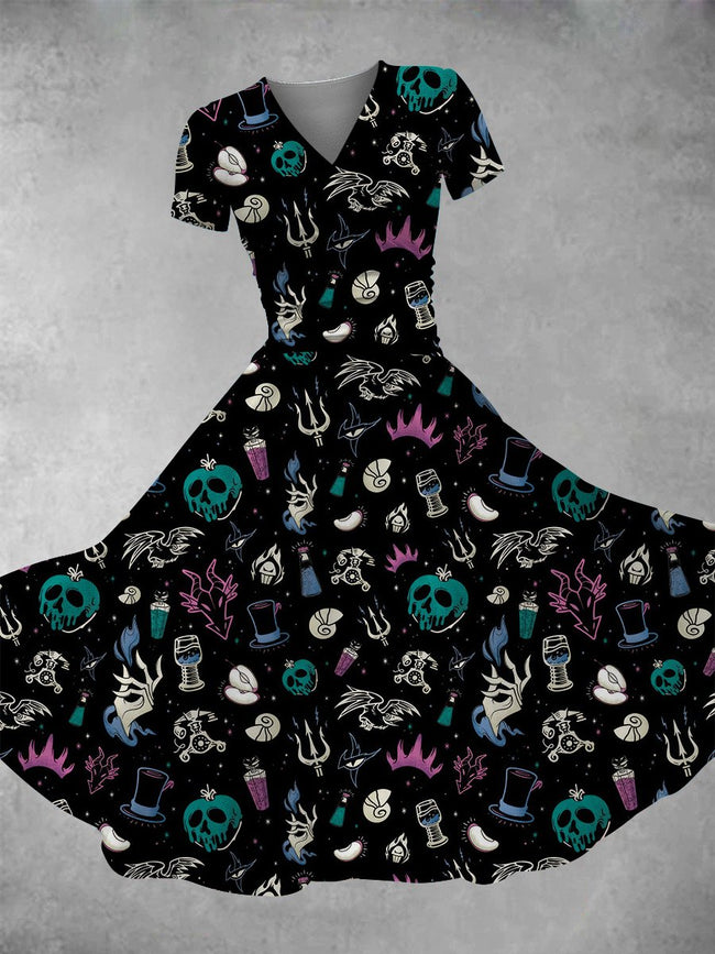 Women's Vintage Halloween Print Maxi Dress