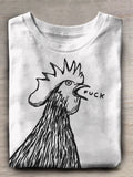 Chicken Fuc Print Crew Neck T-shirt