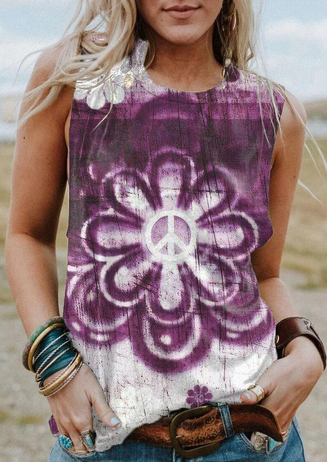 Vintage Hippie Print Tank Top