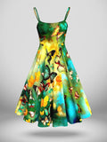 Women's Vintage Butterfly Pattern Two-Piece Dress