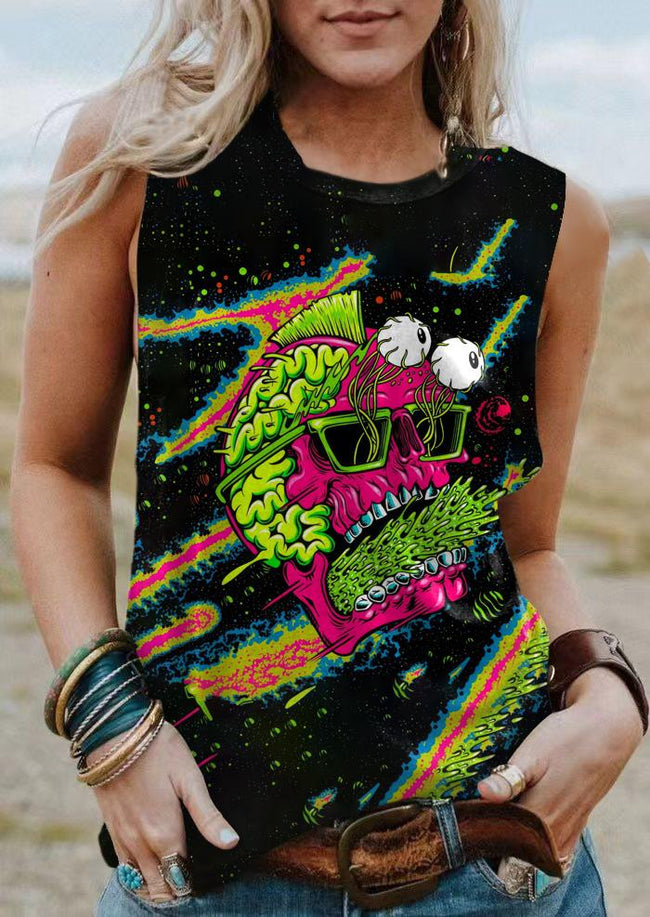 Vintage Monster Halloween Print Tank Top