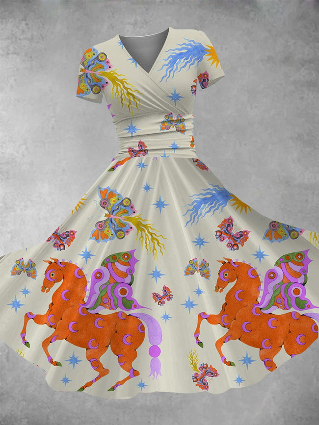 Women's Vintage Art Animal Print Maxi Dress