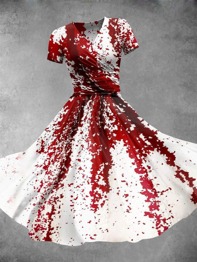 Women's Halloween Bloodstain Print Maxi Dress