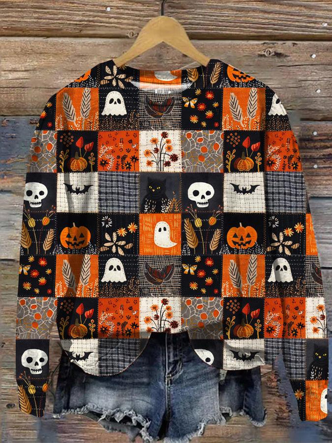 Vintage Ghost Halloween Print Sweatshirt