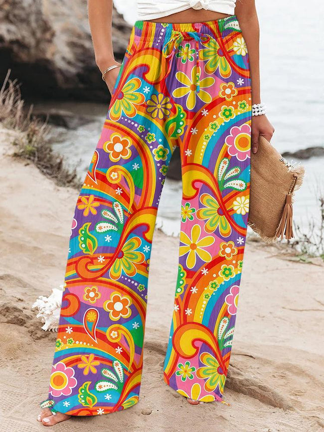 Women's Retro Colorful Hippie Printed Casual Pants